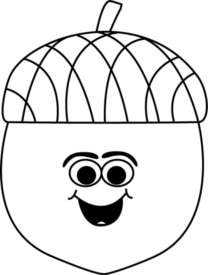 Cartoon Acorn Black and White