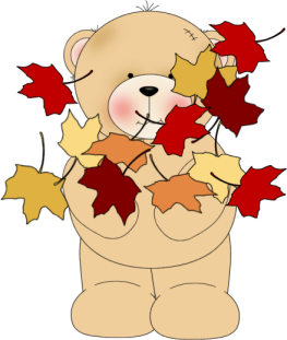 Bear Tossing Leaves Clip Art