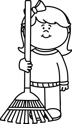 Black and White Girl with a Rake