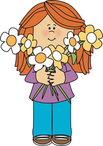 Girl Holding a Bunch of Flowers
