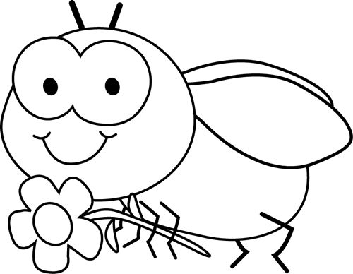 fly clipart black and white