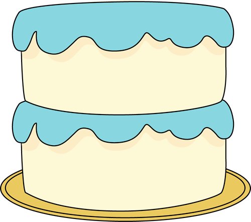 White Cake with Blue Frosting