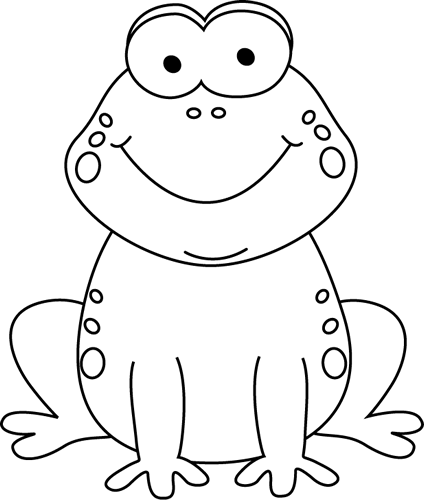 cute frog clipart black and white