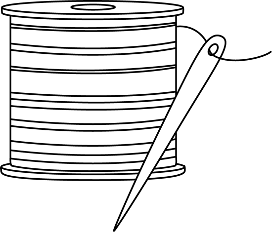 Black and White Needle and Thread Clip Art - Black and White Needle and  Thread Image