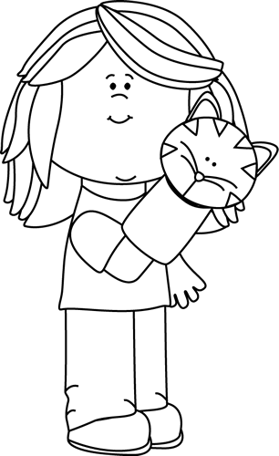 Black and White Girl Playing with a Puppet