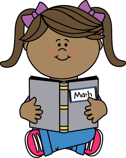 Girl Reading a Math Book Clip Art