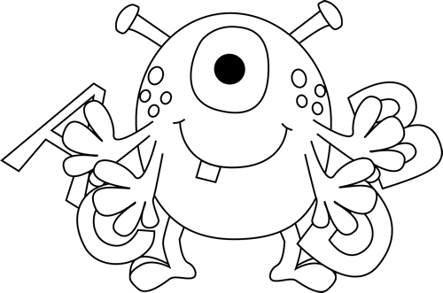 monster clipart black and white