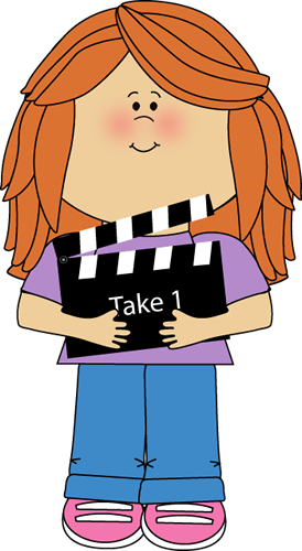 Girl with Movie Clapperboard