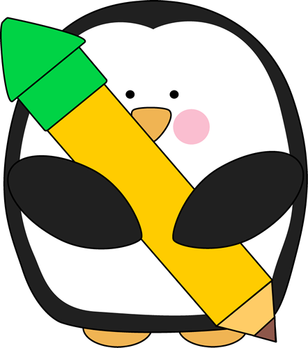 Penguin Holding a Pencil