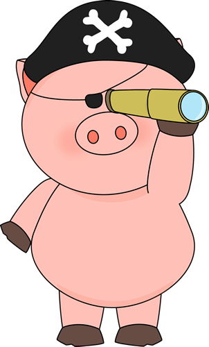 Pig Pirate with a Telescope