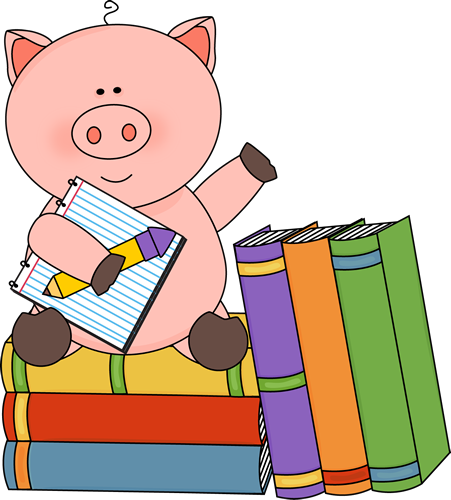 Pig Sitting on Books