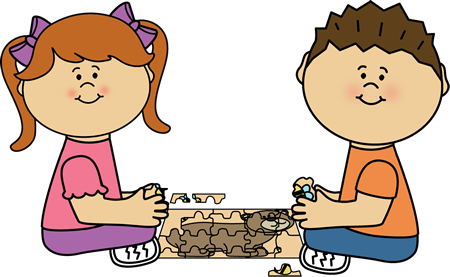 Kids Putting Puzzle Together Clip Art - Kids Putting Puzzle Together Image