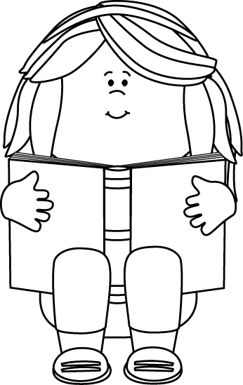 Black And White Girl Reading Clip Art - Clip Art Girl Reading - Free  Transparent PNG Clipart Images Download