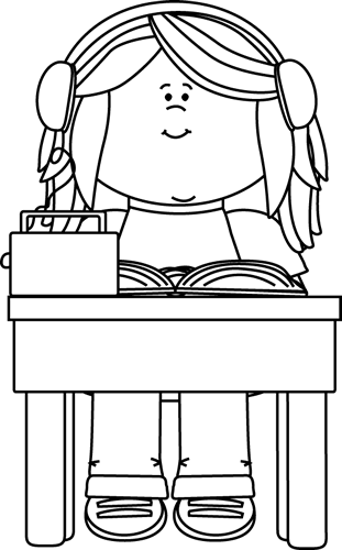 Black and White Girl Listening to a Book