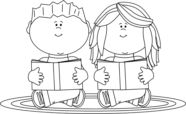 Black and White Reading Partners Clip Art - Black and ...