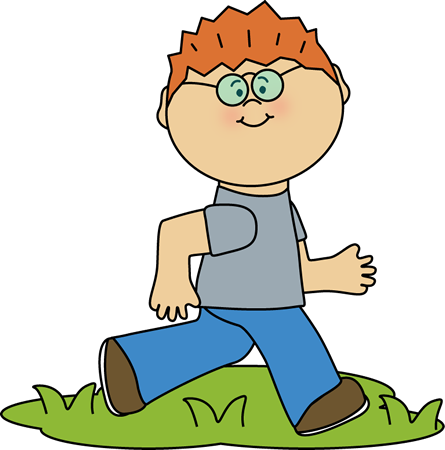 Boy Running in Grass Clip Art