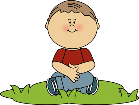 Boy Sitting in Grass Clip Art
