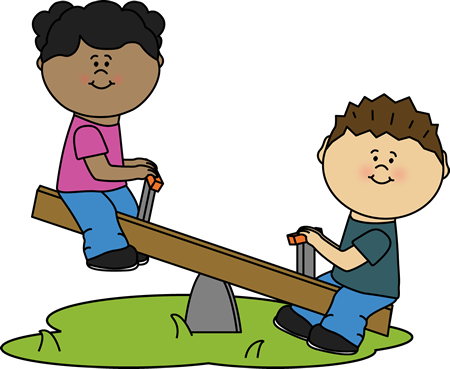 Children on a Teeter Totter Clip Art