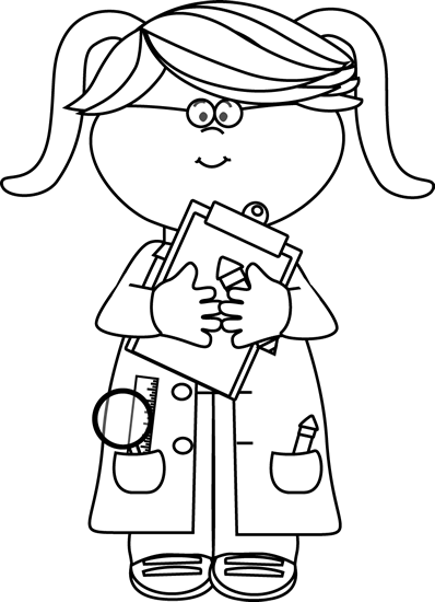 Black and White Girl Scientist with a Clipboard