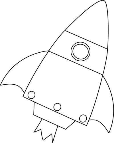 rocket ship clipart black and white