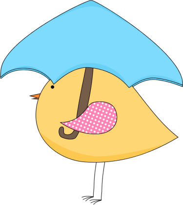 Yellow Spring Bird Under and Umbrella