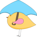 Yellow Spring Bird Under and Umbrella