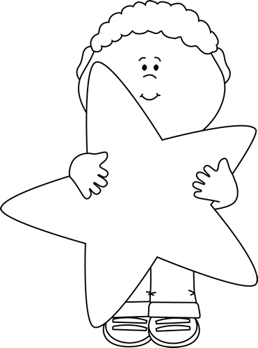 Black and White Little Boy Holding a Star