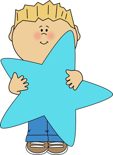 Little Boy Holding a Blue Star