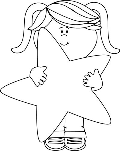 Black and White Little Girl Holding a Star