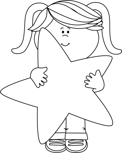 Black and White Black and White Little Girl Holding a Star