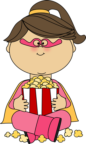 Superhero Girl Eating Popcorn