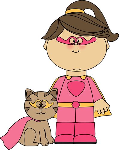 Superhero Girl with a Cat