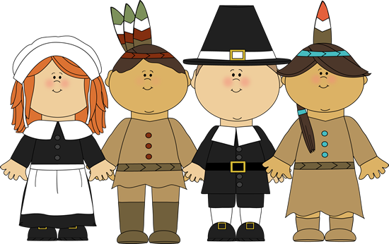 pilgrims and indians thanksgiving clip art