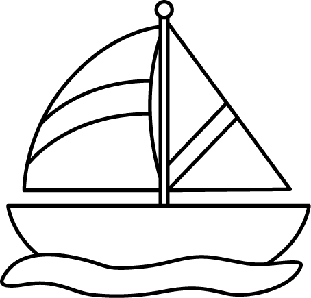 sailing black and white clip art