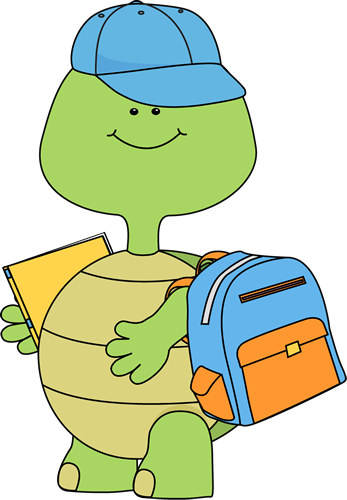 Boy Turtle Going to School