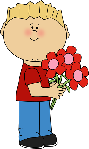 Boy Holding Valentine's Day Floral Bouquet