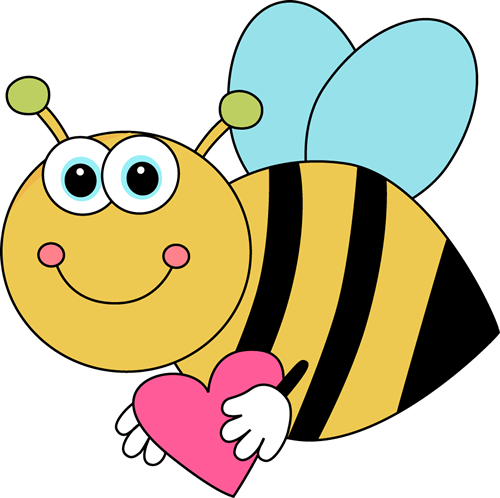 Flying Cartoon Valentine Bee with Heart