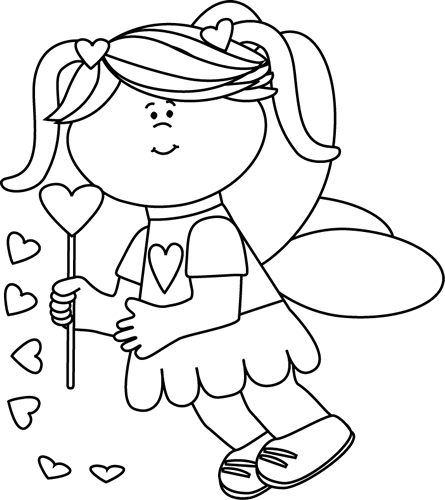 Black and White Flying Valentine's Day Fairy
