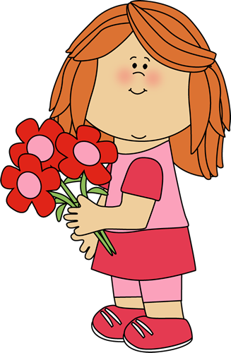 Girl Holding Valentine's Day Flowers