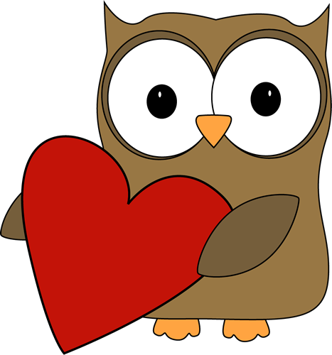 Owl with a Big Valentine Heart