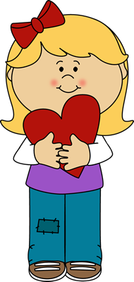Girl Holding Valentine Heart Clip Art