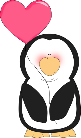 Penguin Valentine Heart Balloon Clip Art