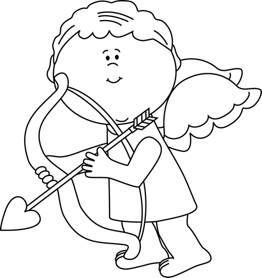 Black and White Valentine's Day Cupid