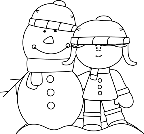 winter scene clip art black and white